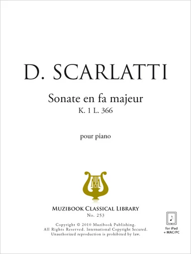 Sonate en fa majeur K 1 - Domenico Scarlatti - Muzibook Publishing