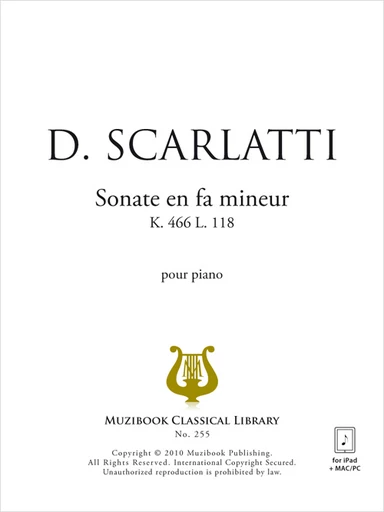 Sonate en fa mineur K 466 - Domenico Scarlatti - Muzibook Publishing