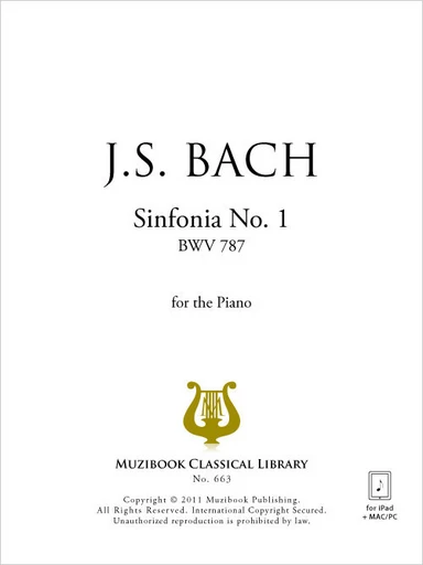 Sinfonie n° 1 en do majeur BWV 787 - Johann Sebastian Bach - Muzibook Publishing