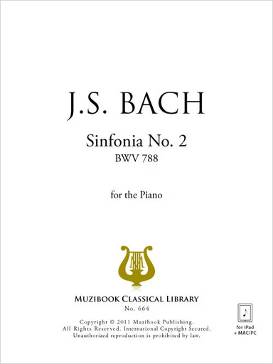 Sinfonie n° 2 en do mineur BWV 788 - Johann Sebastian Bach - Muzibook Publishing