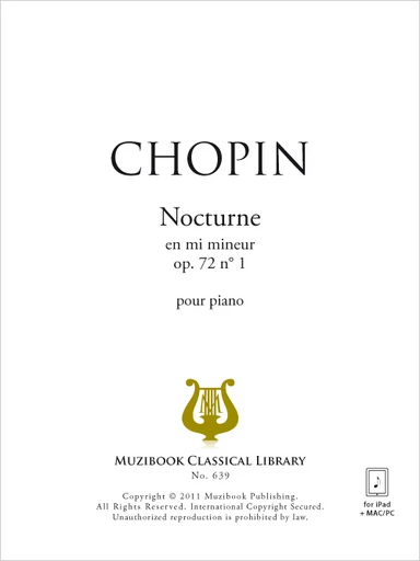 Nocturne en mi mineur op. 72 n° 1 (posth.) - Frédéric Chopin - Muzibook Publishing