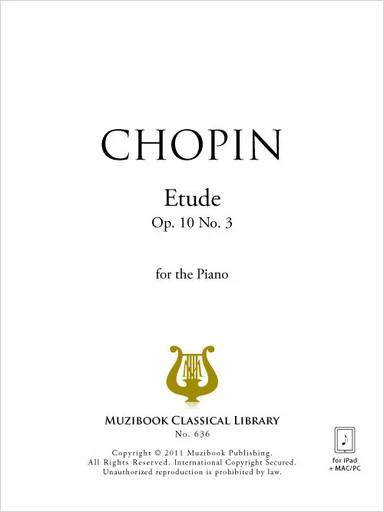 Étude en mi majeur op. 10 n° 3 ''Tristesse'' - Frédéric Chopin - Muzibook Publishing