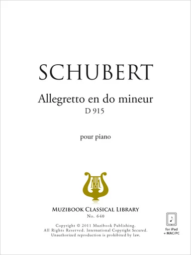 Allegretto en do mineur D 915 - Franz Schubert - Muzibook Publishing