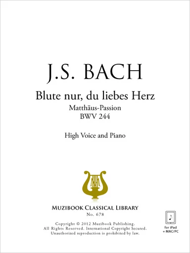 Blute nur, du liebes Herz (Matthäus-Passion) - Johann Sebastian Bach - Muzibook Publishing