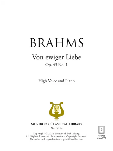 Von ewiger Liebe - Johannes Brahms - Muzibook Publishing