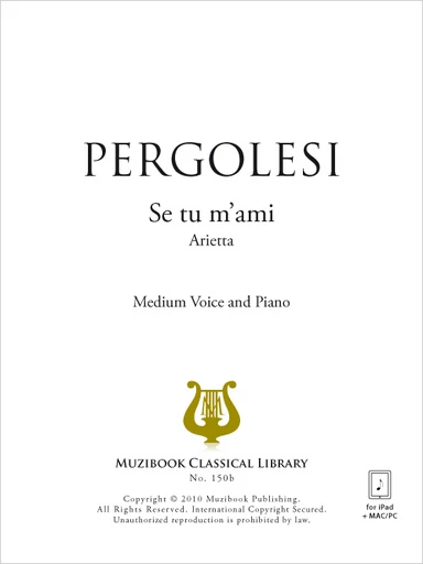 Se tu m'ami - Giovanni Battista Pergolesi - Muzibook Publishing