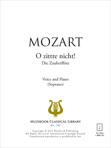 O zittre nicht! - Wolfgang Amadeus Mozart - Muzibook Publishing