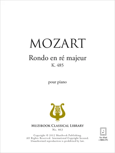 Rondo en ré majeur K 485 - Wolfgang Amadeus Mozart - Muzibook Publishing