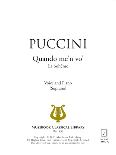 Quando me'n vo' - Giacomo Puccini - Muzibook Publishing