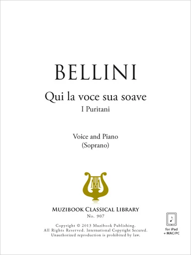 Qui la voce sua soave... Vien, diletto - Vincenzo Bellini - Muzibook Publishing