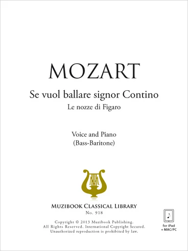 Se vuol ballare signor Contino - Wolfgang Amadeus Mozart - Muzibook Publishing