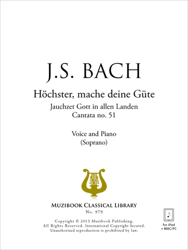 Höchster, mache deine Güte (Cantate n° 51) - Johann Sebastian Bach - Muzibook Publishing