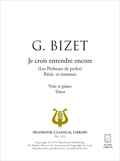 À cette voix quel trouble... Je crois entendre encore - Georges Bizet - Muzibook Publishing