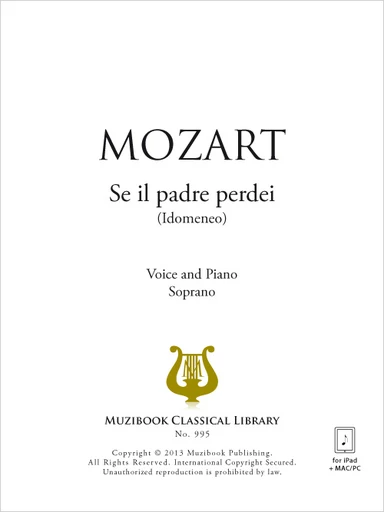 Se il padre perdei - Wolfgang Amadeus Mozart - Muzibook Publishing