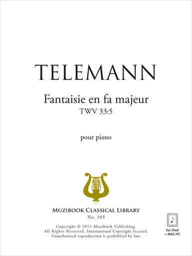 Fantaisie en fa majeur TWV 33/5 - Georg Philipp Telemann - Muzibook Publishing