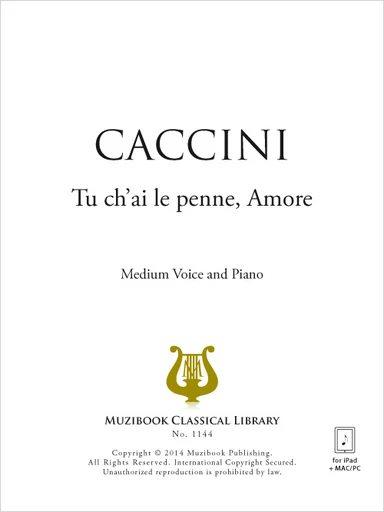 Tu ch'ai le penne, Amore - Giulio Caccini - Muzibook Publishing